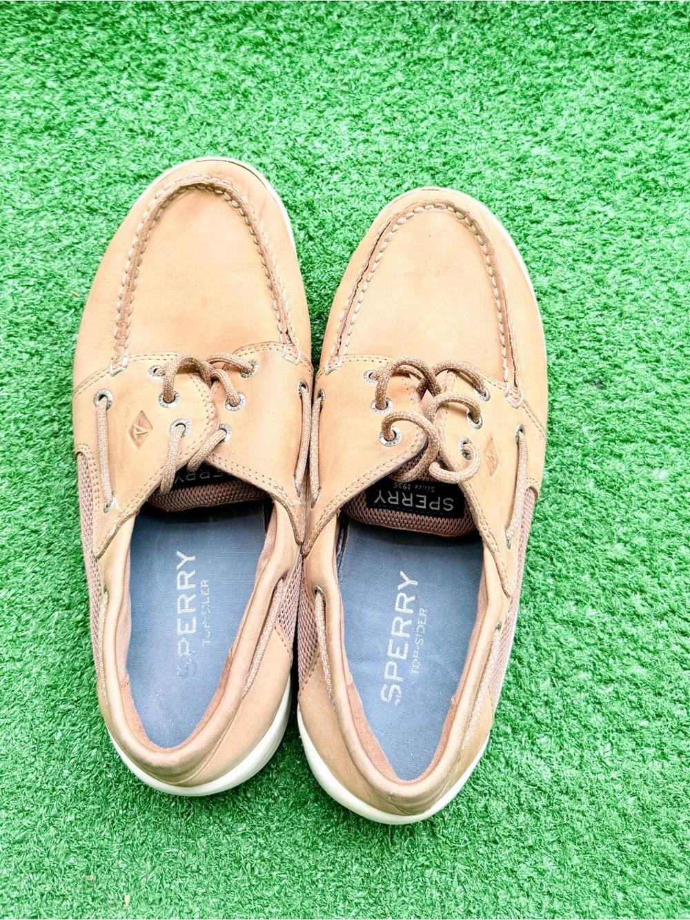 Sperry Top-Sider Billfish 3-Eye Leather Boat Shoes Men's US 10.0W Wide Tan